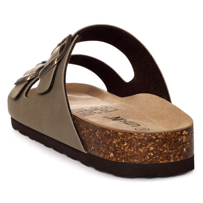 Litfun Unisex Cork Footbed Sandals Summer Slip On Slides for Women Men