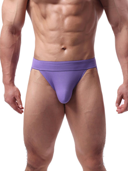 Summer Code Mens Underwear Briefs Low Rise Ribbed Bikini Underpants Cool Comfort Bulge Pouch Undies Briefs, Purple, Medium