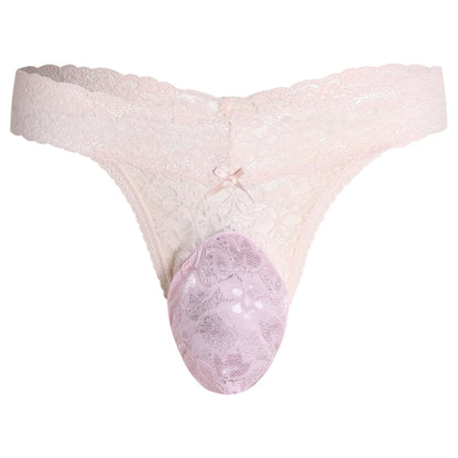 GNFVQLLE Lace Frilly Sissy Panties Femboy Mens Thong Sexy Underwear Male Lingerie Girly Clothes Feminine Outfit Pink