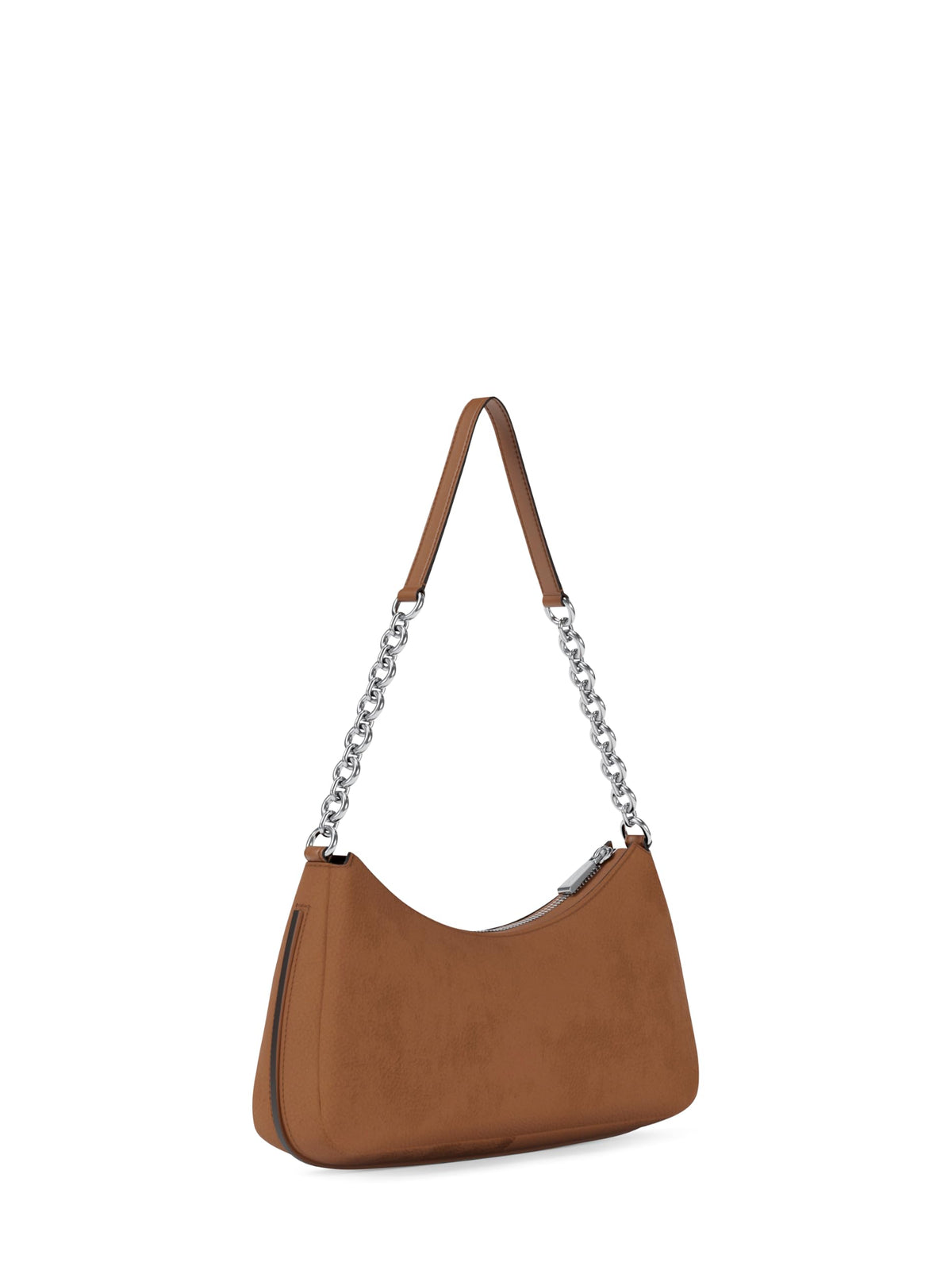 Michael Kors Nolita Medium Chain Pochette Bag, Silver-Tone Hardware/Nubuck Leather/Luggage