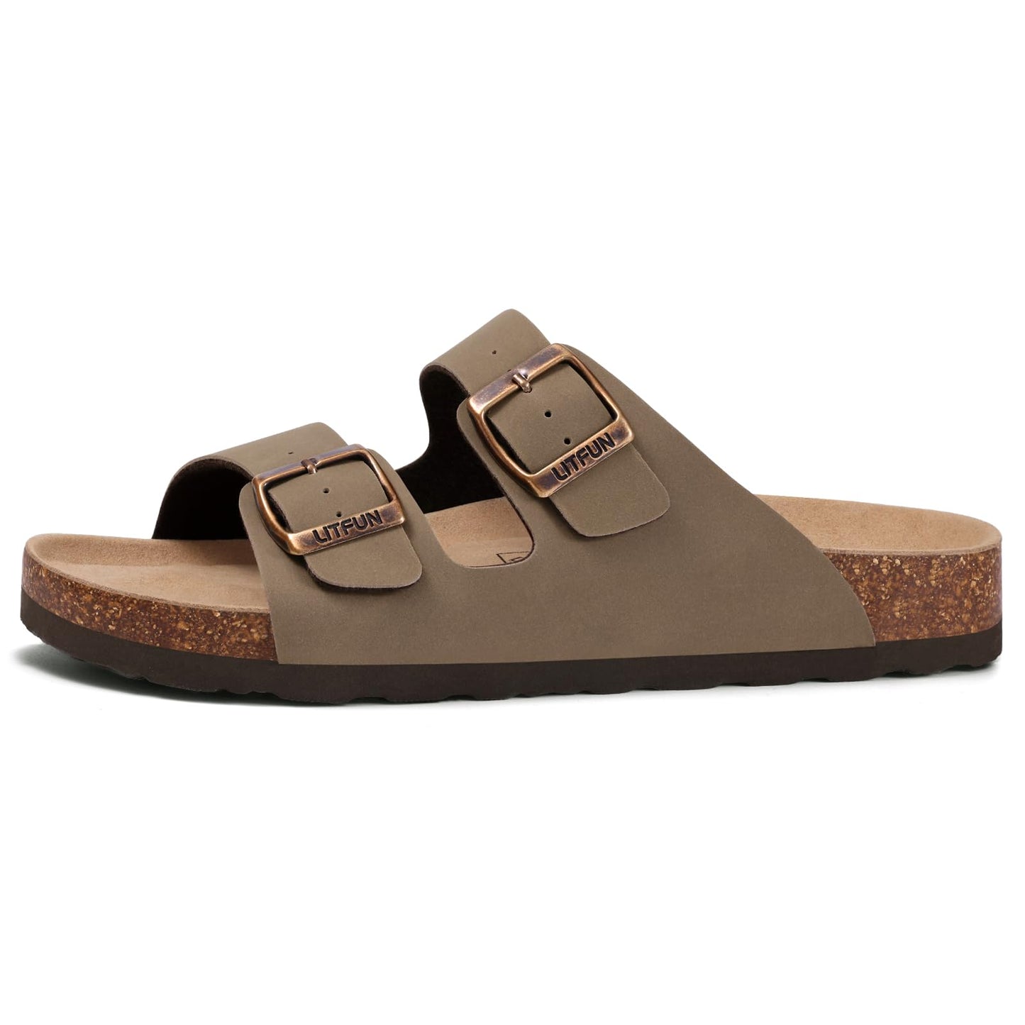 Litfun Unisex Cork Footbed Sandals Summer Slip On Slides for Women Men