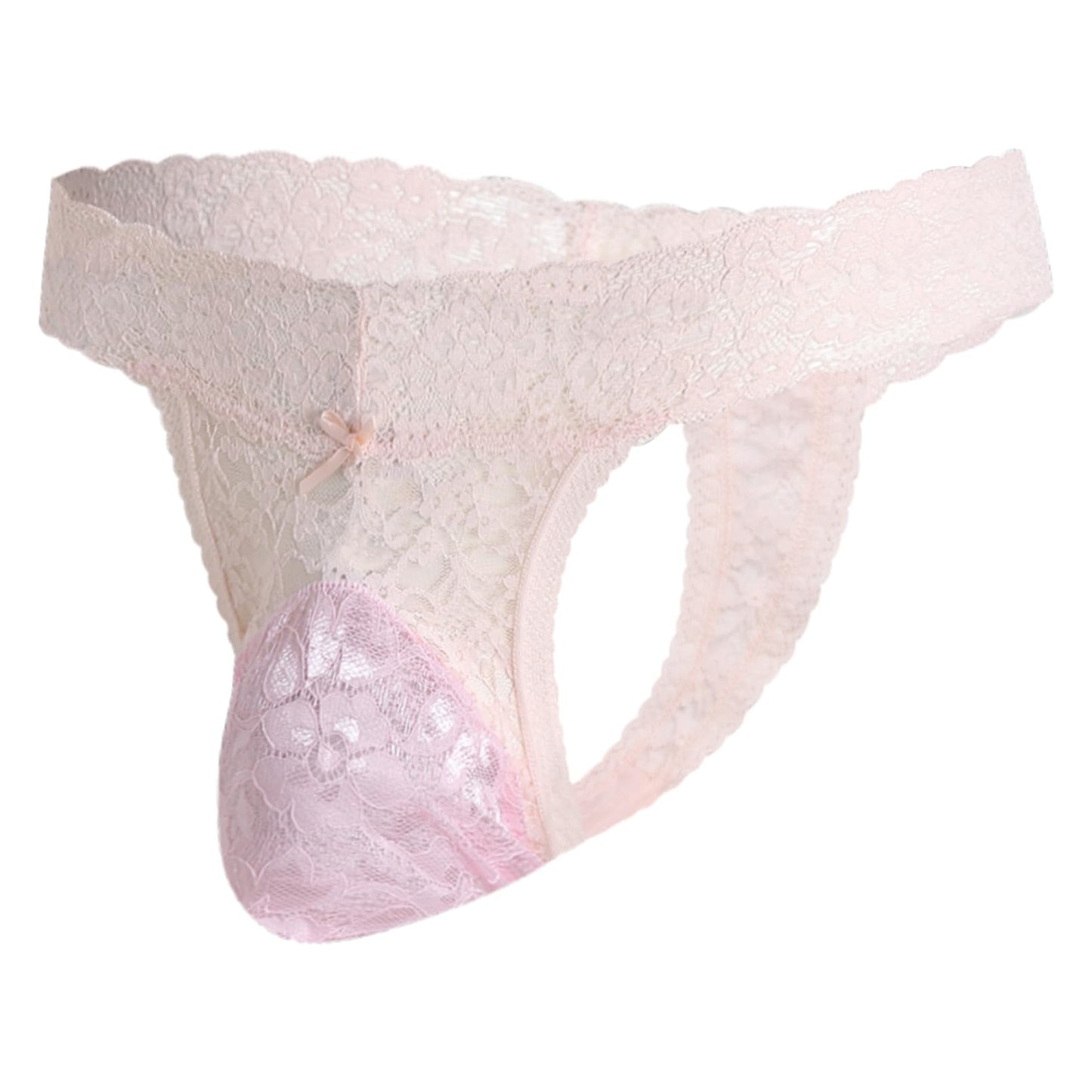 GNFVQLLE Lace Frilly Sissy Panties Femboy Mens Thong Sexy Underwear Male Lingerie Girly Clothes Feminine Outfit Pink