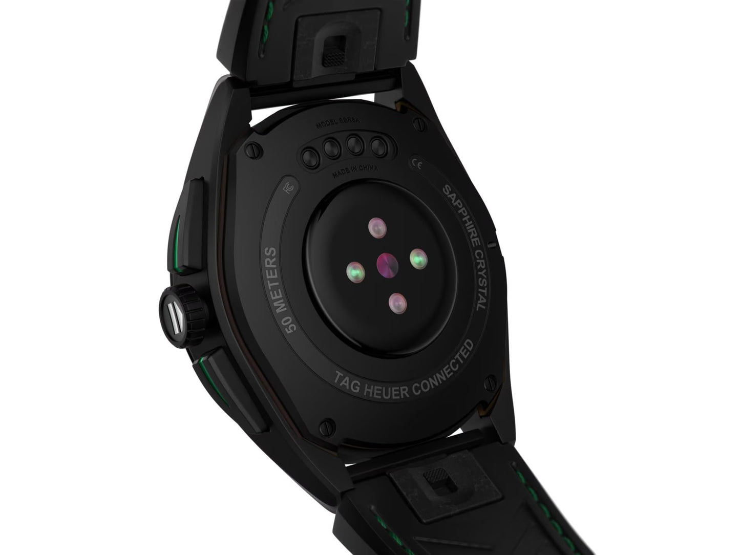 TAG Heuer Smart Watch, Fitness Watch, Connected Calibre E4 45 mm Golf Edition, Touch Screen, Waterproof, Calls, SMS, Steps, Heart Rate, Wellness, Titanium, White Or Black/Green Straps, SBR8A81.EB0251