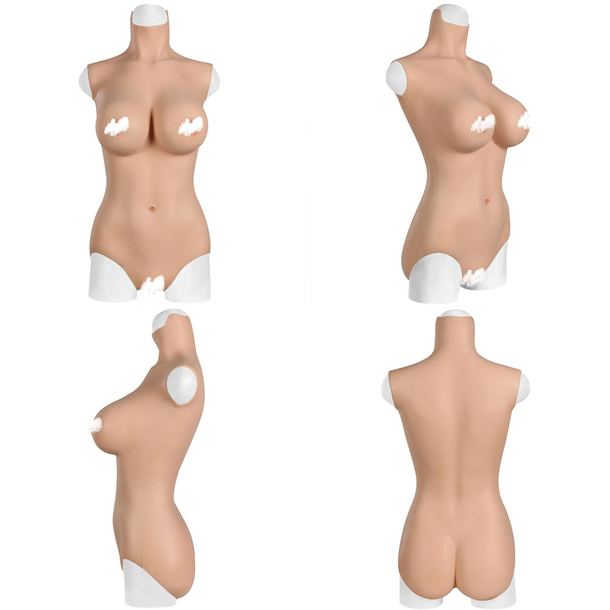 Silicone Bodysuit E Cup Short Version Realistic Breastplate Crossdressing Apparel Male to Female Crossdresser (Color 2, L-Cotton Filler)