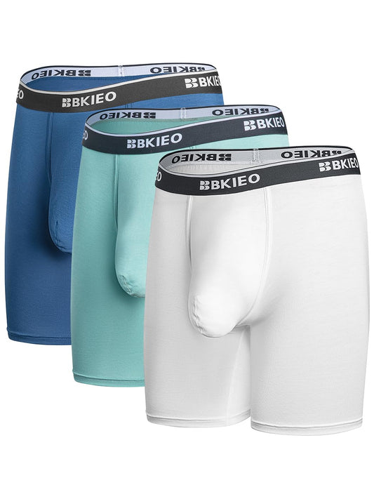 Modal Spacious Pouch Boxer Briefs - Vibrant Everyday Essential, 3-Pack, Small, Blue/Turquoise/White