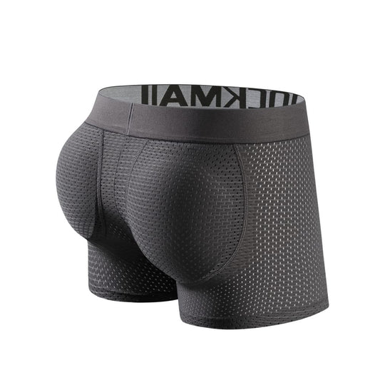 JOCKMAIL Mesh Mens Underwear Boxer Back Mens Padded Underwear Boxer with Hip Pad Men's Boxers (as1, alpha, m, regular, regular, Grey)