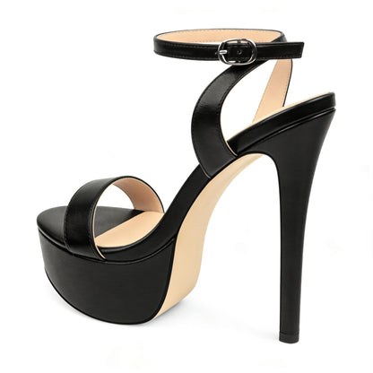 MERUMOTE Women's Platform Heels Sky High Heel Sandals Black US7