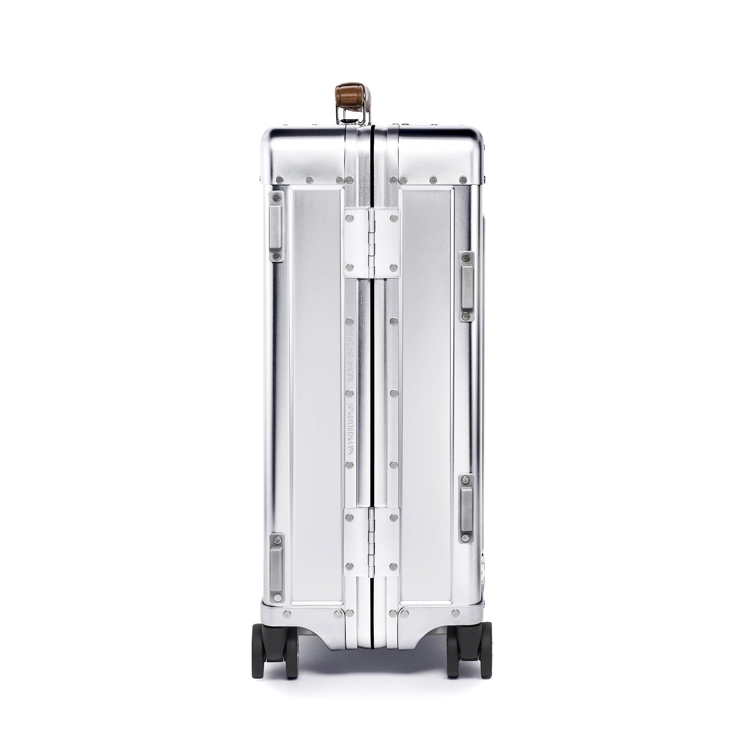 Sterling Pacific 40L Cabin Travel Case – Full Aluminum Four Wheel Carry On Luggage, Italian Leather Handles