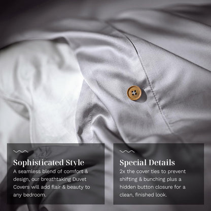 LUXOME Luxury Duvet Cover | Oversized Fit | 100% Viscose from Bamboo | Silky Soft Feel | Thermal-Regulating | 2X Cover Ties | King/Cal King - 108"x98" | Stone