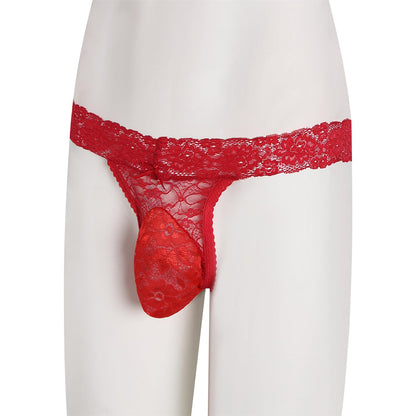 GNFVQLLE Lace Frilly Sissy Panties Femboy Mens Thong Sexy Underwear Male Lingerie Girly Clothes Feminine Outfit Red