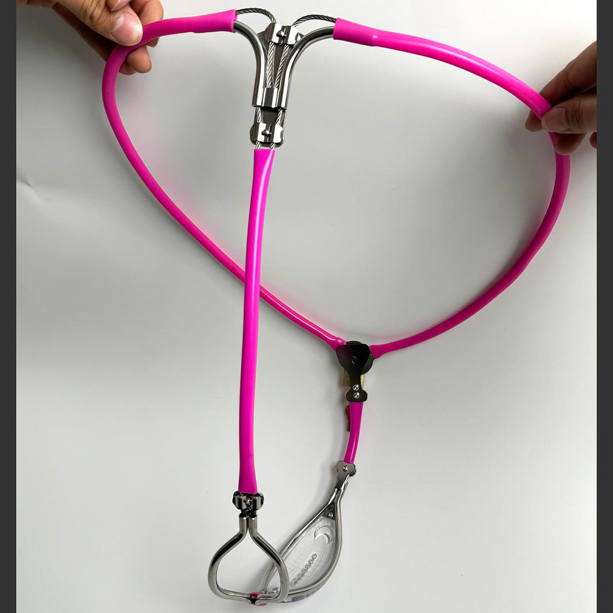 Female Chastity Belt Stainless Steel Transparent Visual Invisible Underwear Belt Lockable Pants with Defecation Hole BDSM (Pink 60-90cm)