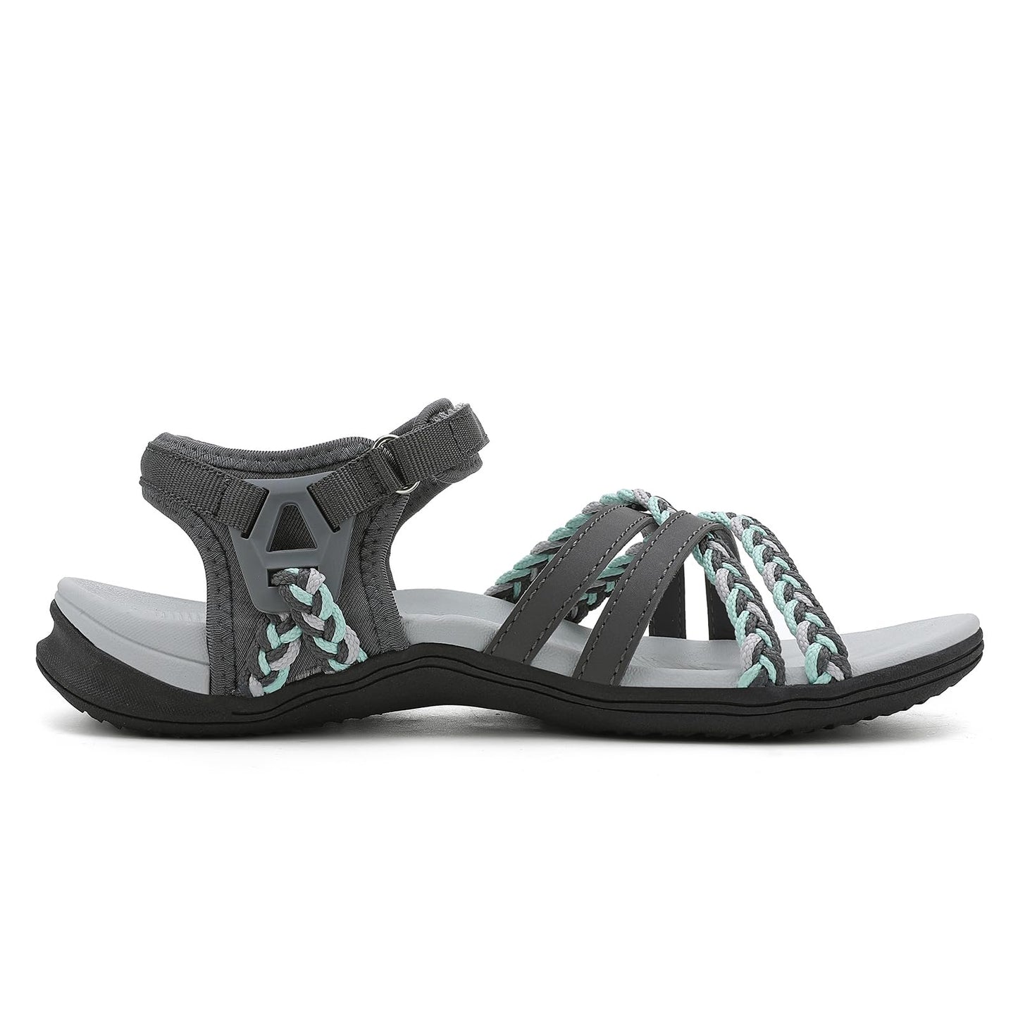 UBFEN Womens Hiking Comfort Sport Sandals Beach Vacation Camping Casual Sport Sandals with Adjustable Straps and Arch Support Size US 10 Gray Mint