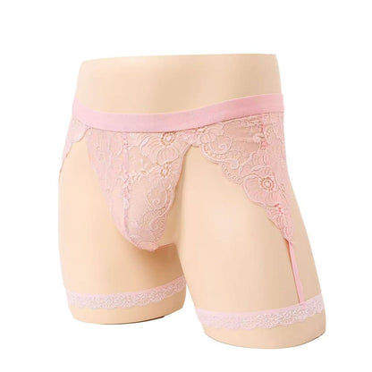Men's Lace Underwear Sheer Pouch Garter Panties Crossdressing Sexy Gay Lingerie Sissy Underpants