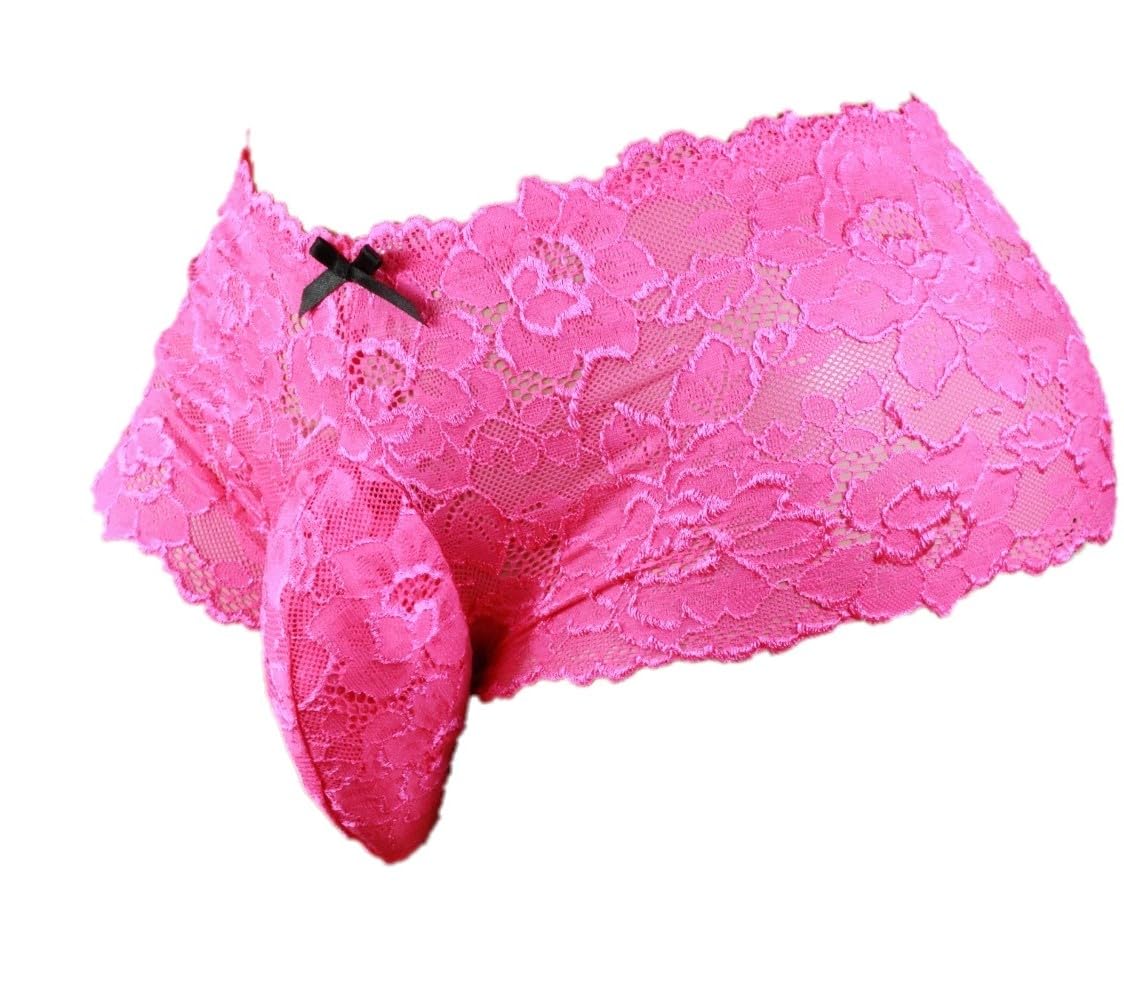 aishani Men's Lingerie Style Underwear - Soft Lace Pouch Briefs Panties,Breathable & Supportive for Everyday Wear,Large