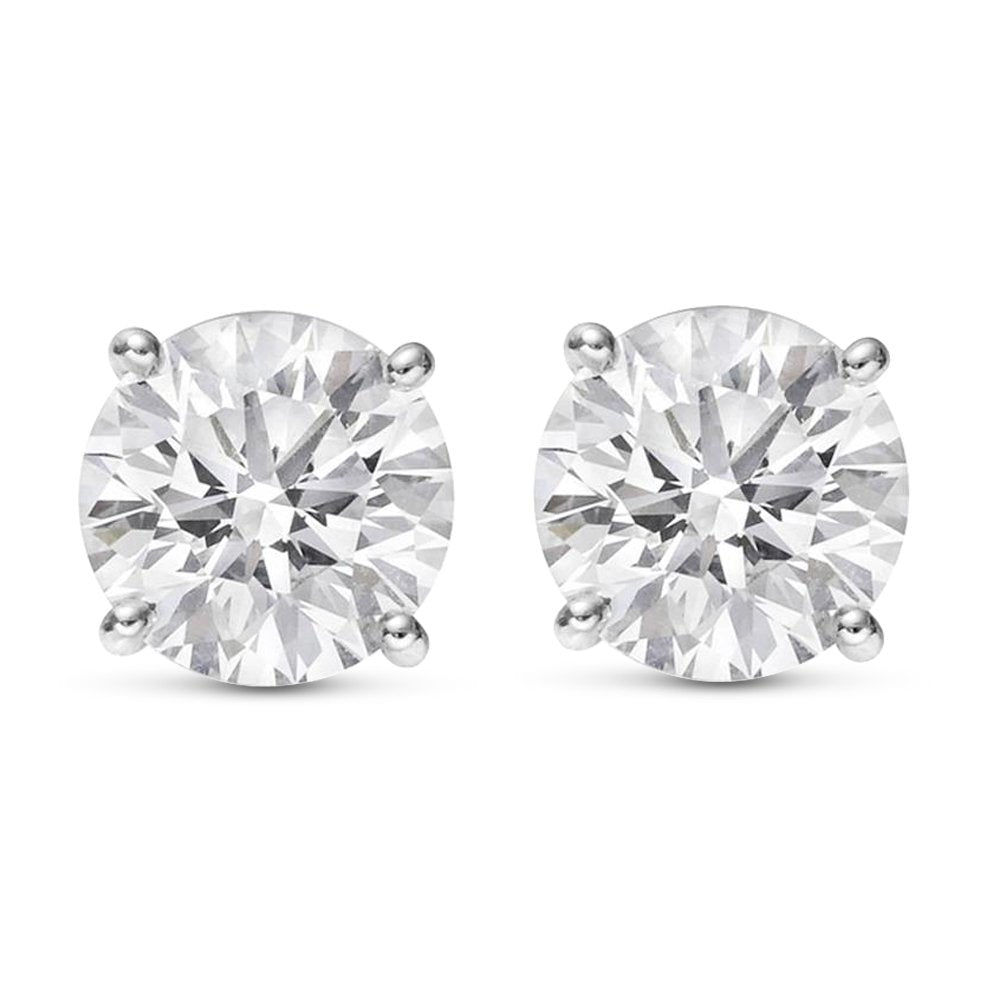 Houston Diamond District 1 to 10 Carat IGI Certified LAB GROWN Diamond Stud Earrings for women 4 Prong Push Back (E/F Color VS2/SI1 CLARITY) 0.5 Carat 14K White Gold Round Diamond
