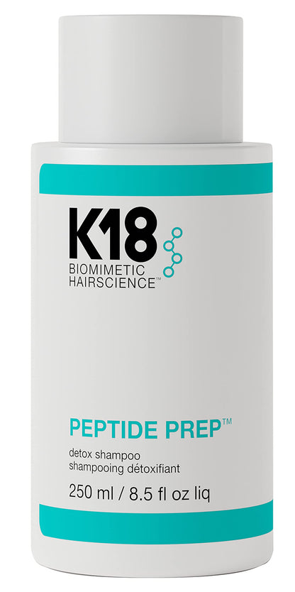 K18 PEPTIDE PREP™ Color-Safe Detox Clarifying Shampoo, Non-Stripping, pH-Optimized Cleanse, Removes Product Buildup, Dirt, Oils & Metals, 8.5 Fl Oz