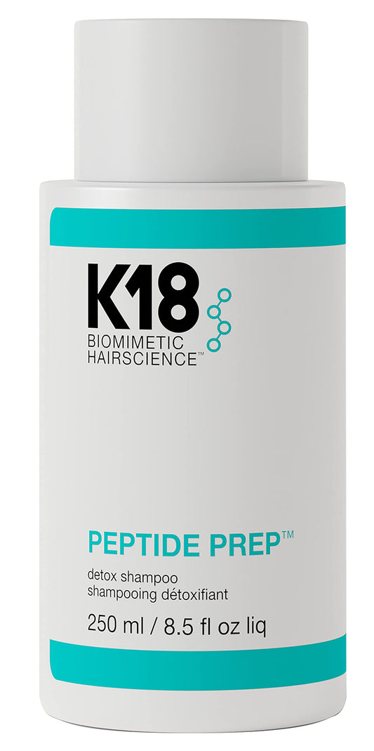 K18 PEPTIDE PREP™ Color-Safe Detox Clarifying Shampoo, Non-Stripping, pH-Optimized Cleanse, Removes Product Buildup, Dirt, Oils & Metals, 8.5 Fl Oz