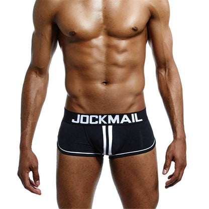 JOCKMAIL Men Open Back Underwear Men Boxer Shorts Cotton Backless Gay Underwear