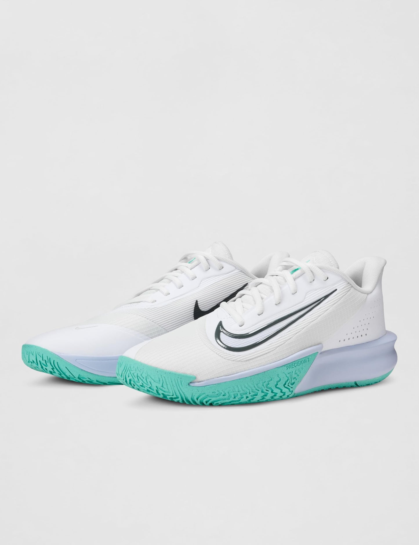 Nike Men's Precision 7 Basketball Shoes, White/Iron Grey-Ghost-Dynamic Turquoise, 11