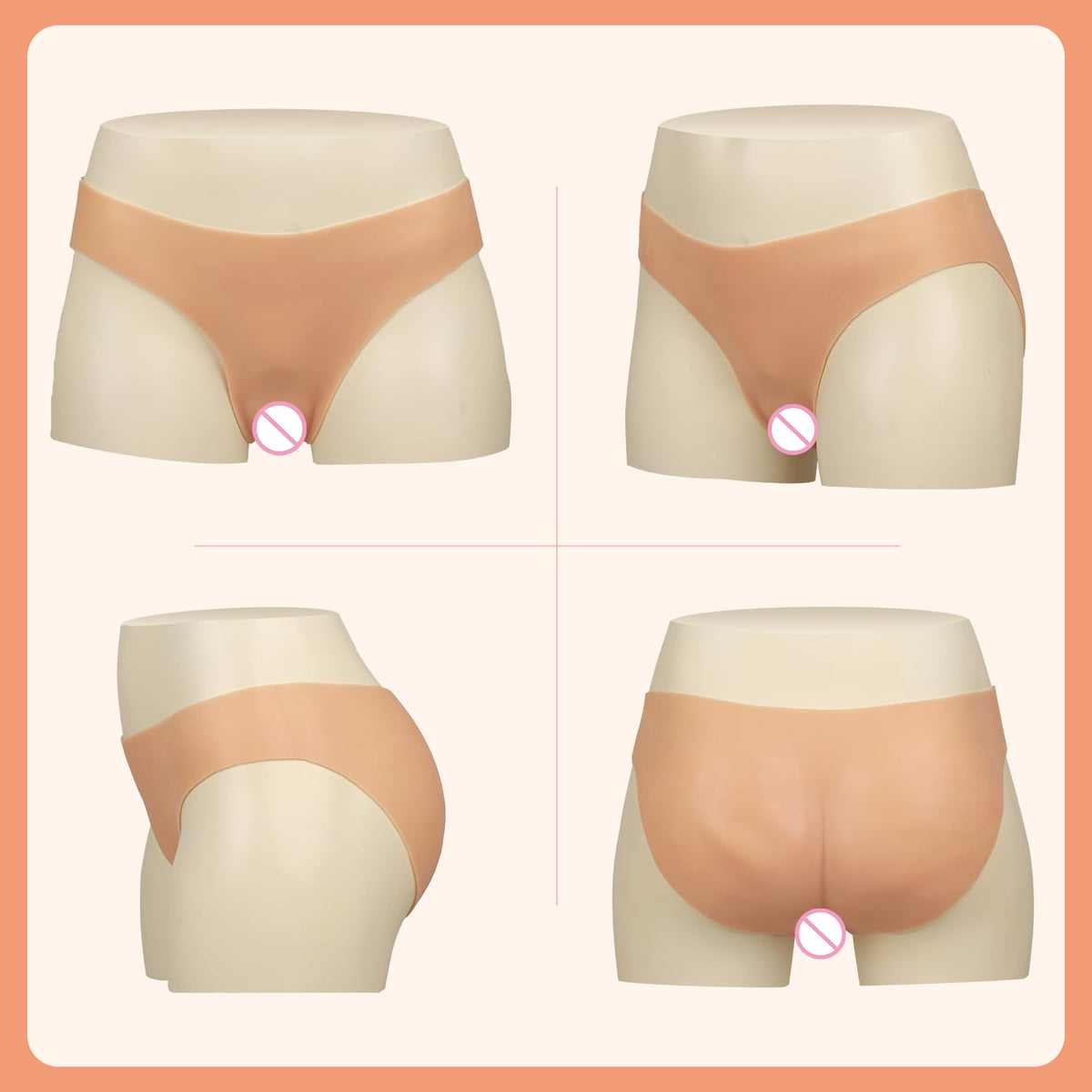 Realistic Silicone Panties with Artificial Catheter for Femboy Crossdressers Transgender (US, Alpha, Large, Regular, Regular, Ivory White)
