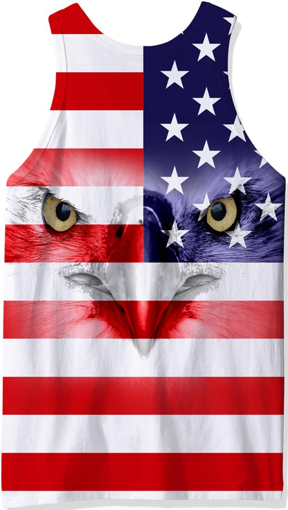 Stars and Stripes - Mens American Flag Tank Tops Patriotic Sleeveless Shirt 4th of July Stripe and Stars Animals Eagle Summer Cool USA Tee Workout Athletic Training Sports Undershirts