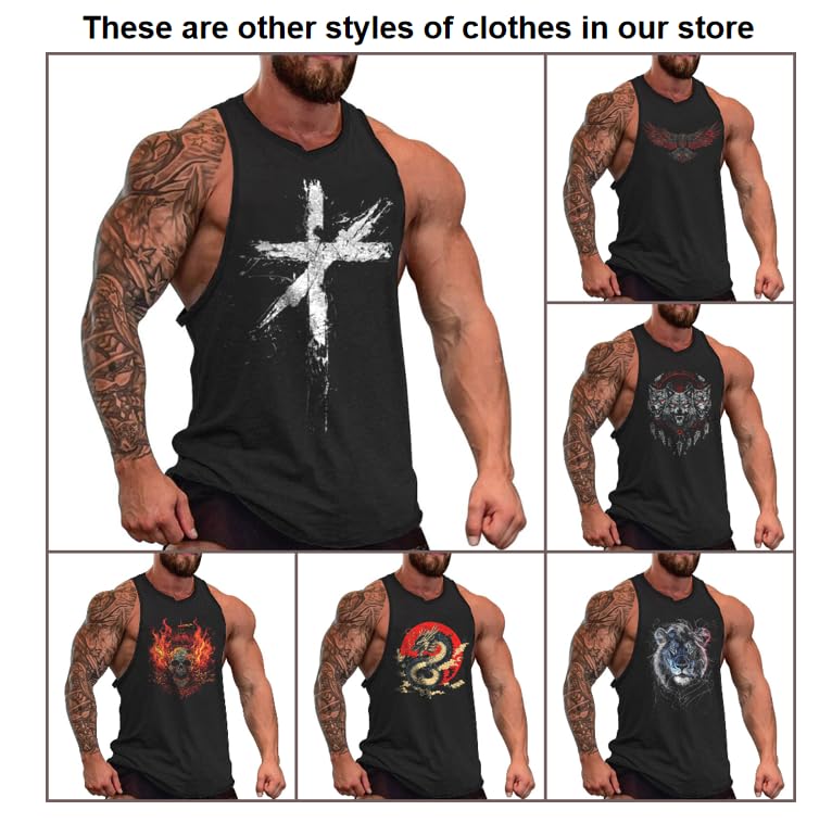 MARSVOVO Graphic Tank Tops Men Crew Neck Cotton Hippie American Flag and Skull Baggy Quick-Dry Oversized Workout Sleeveless Mens Hawaiian Shirt,XL