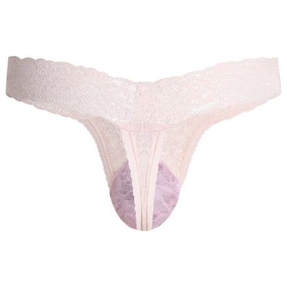 GNFVQLLE Lace Frilly Sissy Panties Femboy Mens Thong Sexy Underwear Male Lingerie Girly Clothes Feminine Outfit Pink
