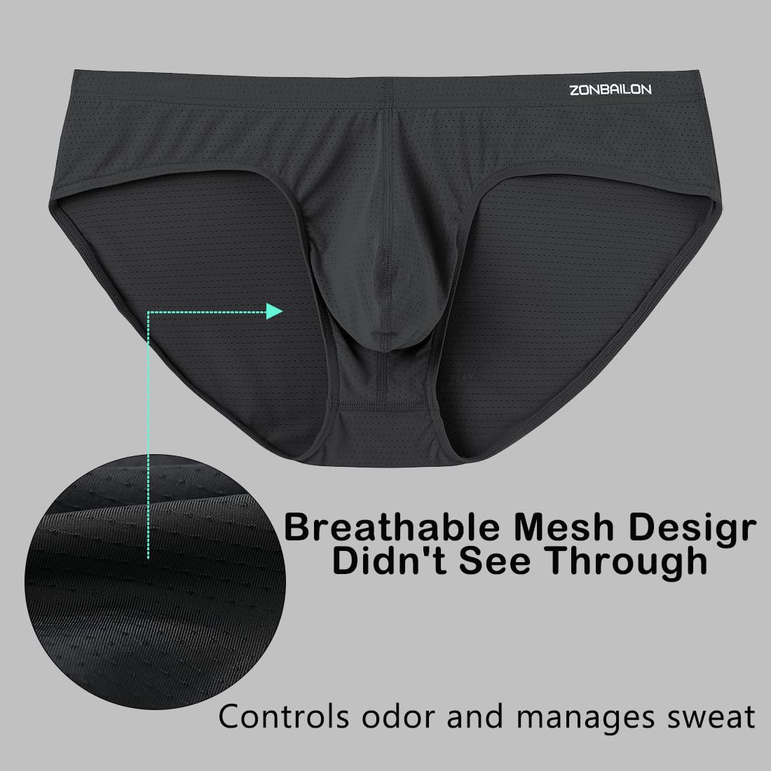 Mens Underwear Briefs with Large Pouch Bulge Breathable - Low Rise Sport Enhancing Briefs