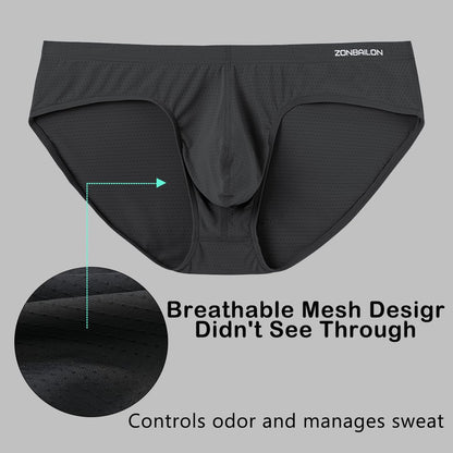 Mens Underwear Briefs with Large Pouch Bulge Breathable - Low Rise Sport Enhancing Briefs