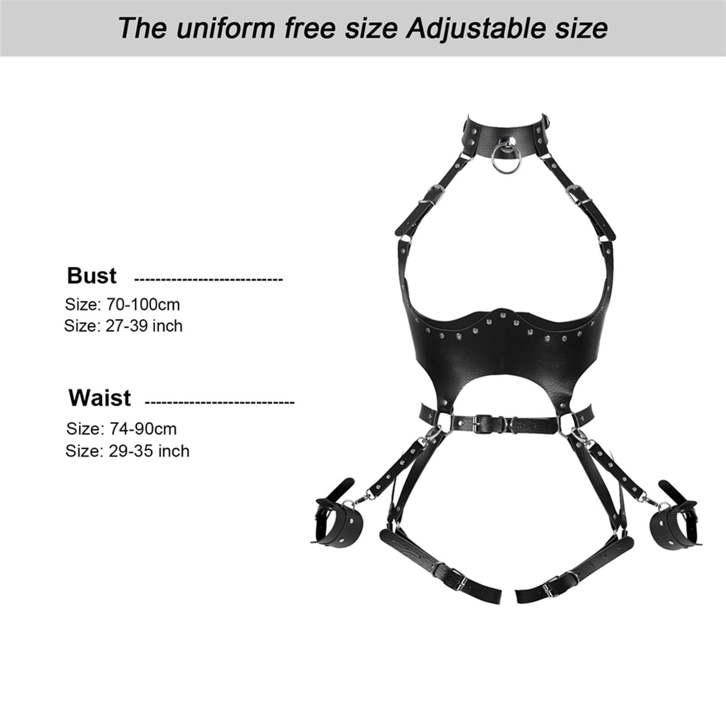 FOTN Women Punk PU Leather Body Waist Belt Bodysuit Bondage Body Harness Belt Sexy Lingerie Leg Garter Hollow Open Chest Bra BDSM (Color : Black, Size : One Size)