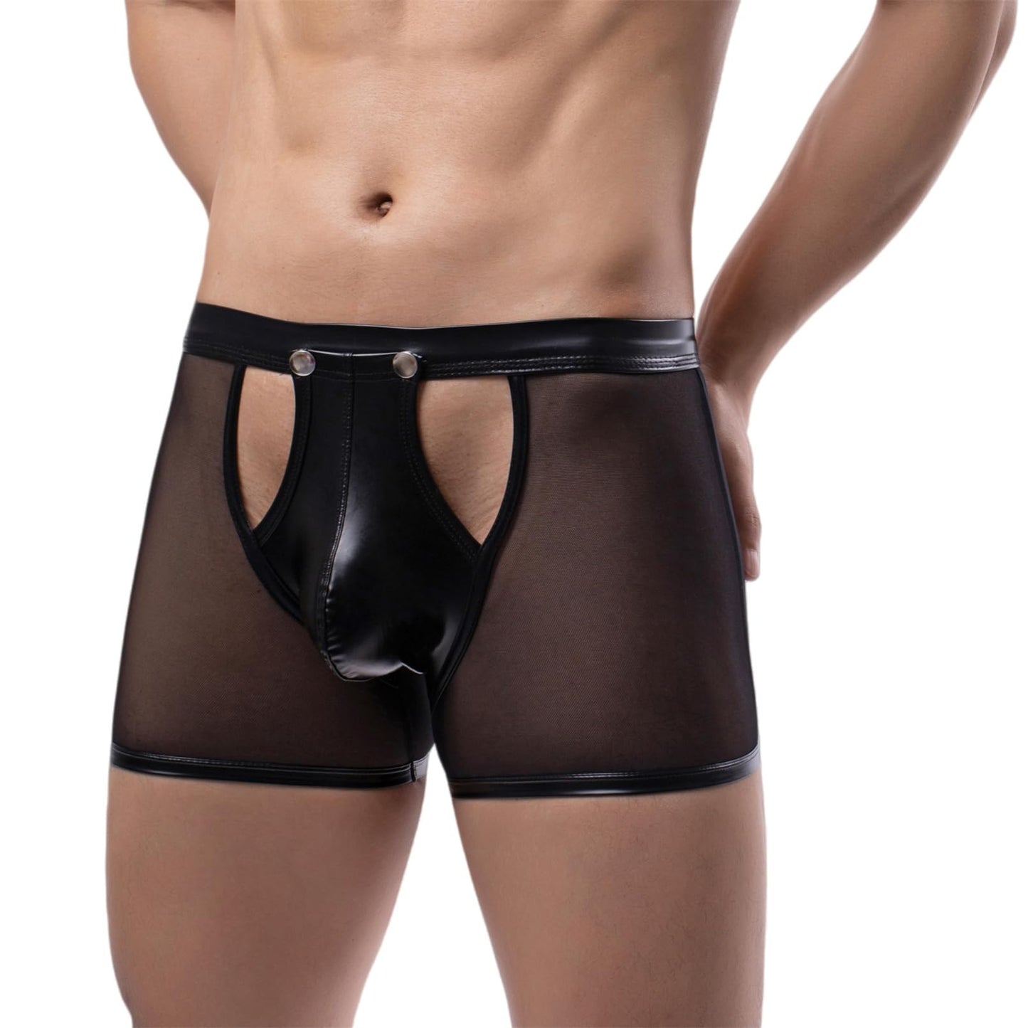 GNFVQLLE Mens Lingerie Sissy Clothes Sexy Underwear Naughty For Play See Through Exotic Apparel With Removable Pouch Black
