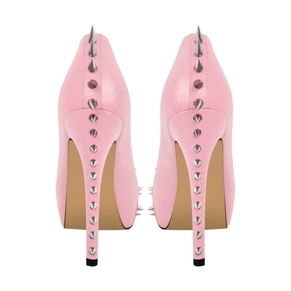 Sissy Sexy Platform Rivets Stiletto High Heel Pumps for Women  Goth Pumps Pink Nightclub Pole Dancing