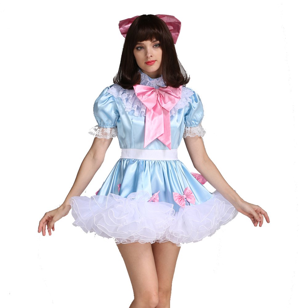 Sissy Lockable Maid Bow Dress Stain Puffy Crossdressing