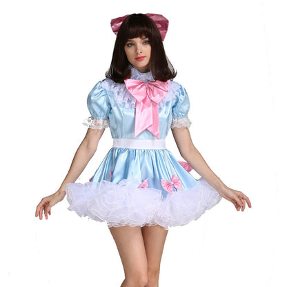 Sissy Lockable Maid Bow Dress Stain Puffy Crossdressing