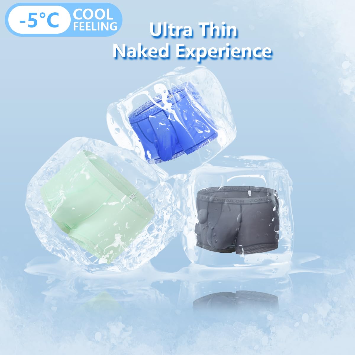 HASWECHYS Men's Sexy Underwear Ice Silk Sheer Boxer Briefs See Through Mesh Ultra Thin Transparent Trunk 1 Light Green L