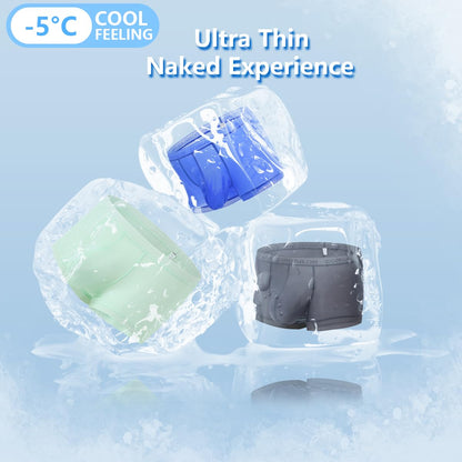 HASWECHYS Men's Sexy Underwear Ice Silk Sheer Boxer Briefs See Through Mesh Ultra Thin Transparent Trunk 1 Light Green L