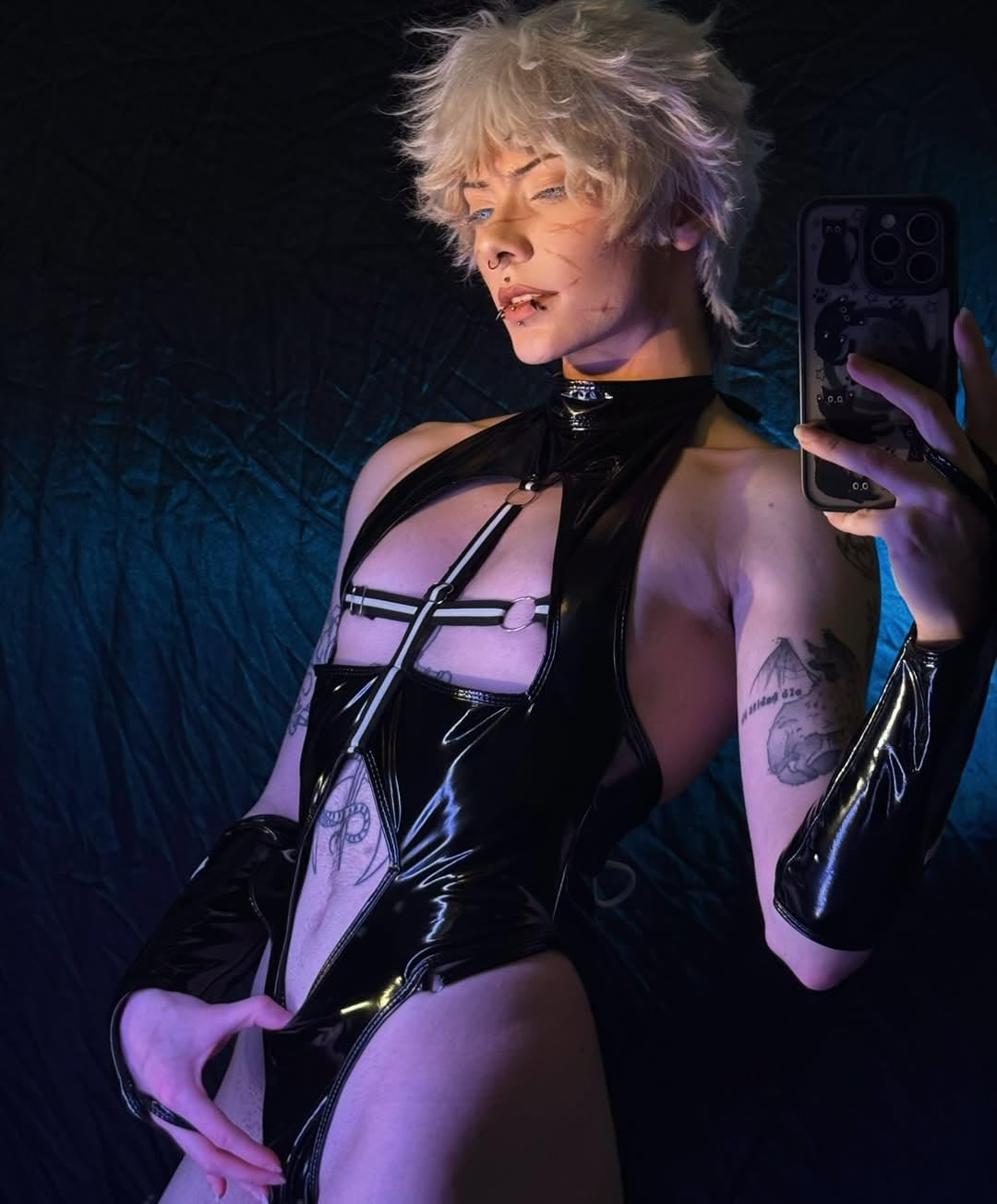 Men Succubus Cosplay Lingerie Anime Devil Set(Black, M)