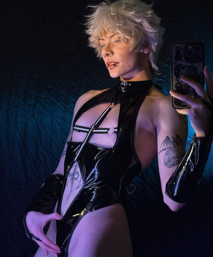 Men Succubus Cosplay Lingerie Anime Devil Set(Black, M)