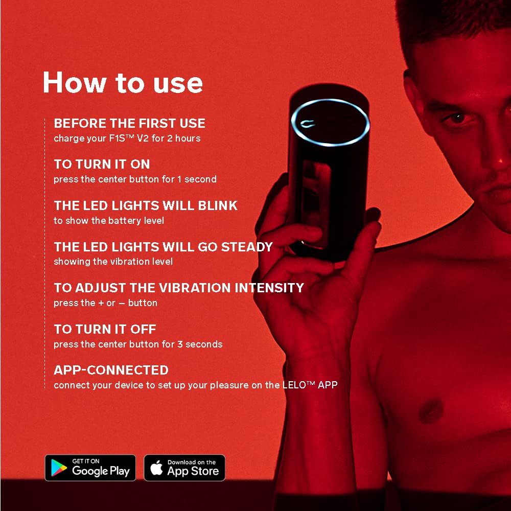LELO F1S V2 Waterproof Male Masturbator, Male Stroker, Masturbator Sleeve, Sillicone Pocket Pussy, Sex Toy for Man, Sexual Pleasure Tool, Toy with 4 Vibrations, Red