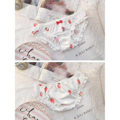 Joyralcos Japanese Stawberry Print Bikini Panties 2 Pack Briefs Cosplay Anime Underwear (Classic Style) - Sissy and Femboys