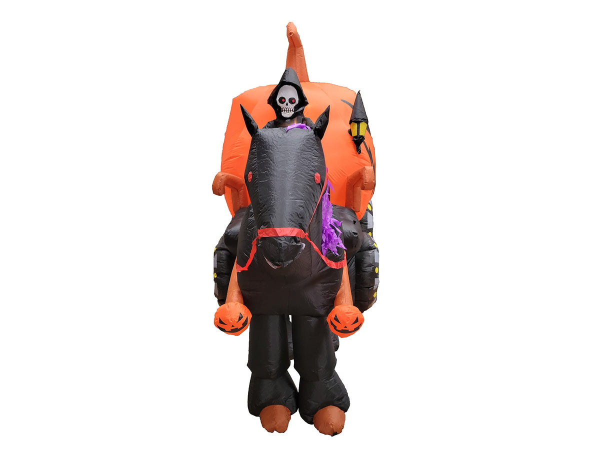 11.5 Foot Long Inflatable Grim Reaper Driving Pumpkin Carriage