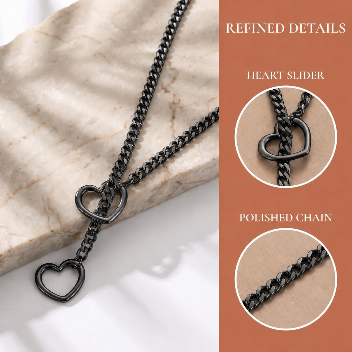 Black Choker Necklace for Women Slip Chain 34 Inch