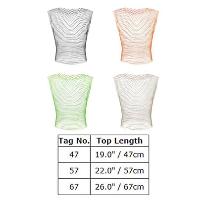 Men's Rave Outfit Sheer Rhinestone Top Sleeveless Tanks Crop Top Fishnet Vest Self-tie Wrap Mini Skirt Silver-top Medium