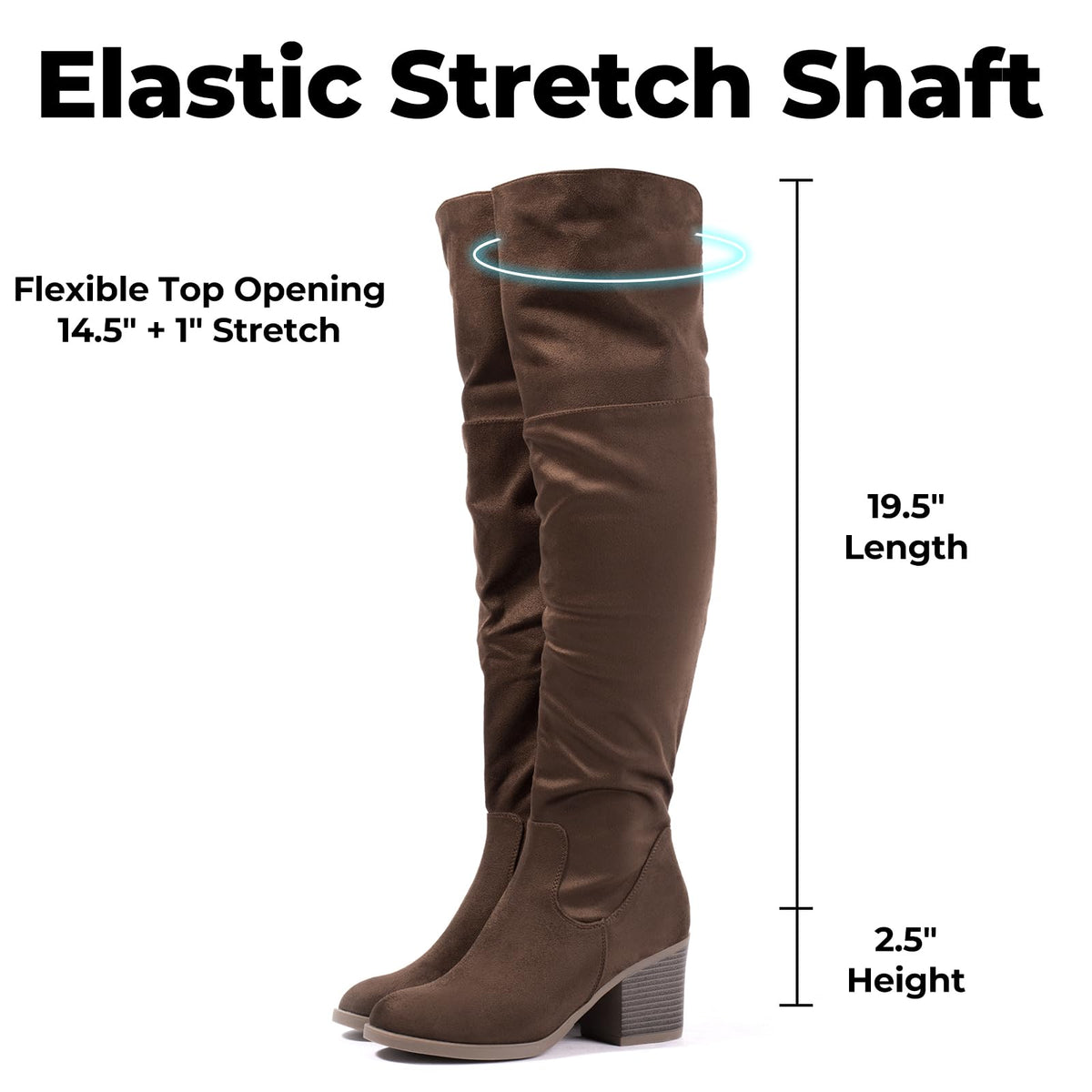 Women's Thigh High Boots Sexy Stacked Block Heel Boots Over the Knee