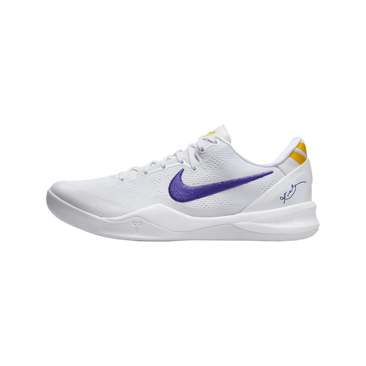 Kobe VIII Protro Basketball Shoes (HF9550-100, White/University Gold/Court Purple) Size 8