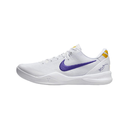 Kobe VIII Protro Basketball Shoes (HF9550-100, White/University Gold/Court Purple) Size 8