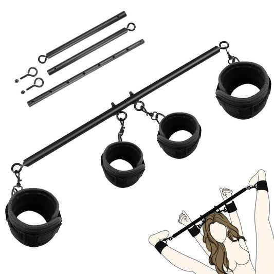 Spreader Bar Sex Toys Sex Furniture Restraints with Handcuffs Ankle Cuffs BDSM Bondage Set for Couples Adults SM Games Sex Play Adjustable and Detachable 22-36 Inch (Black)