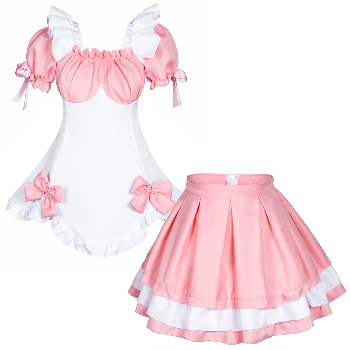 Anime French Maid Lolita Fancy Queen Princess Dress Cosplay Costume - Sissy. - Feminization （Pink XL）