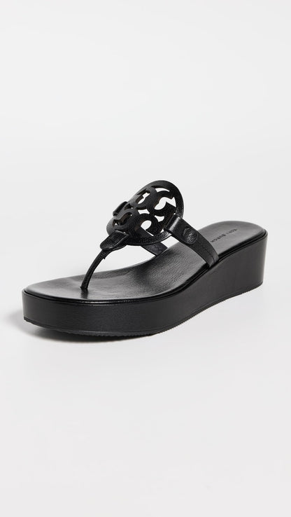 Tory Burch Women's Miller Wedge Sandals, Perfect Black, 8.5 Medium US