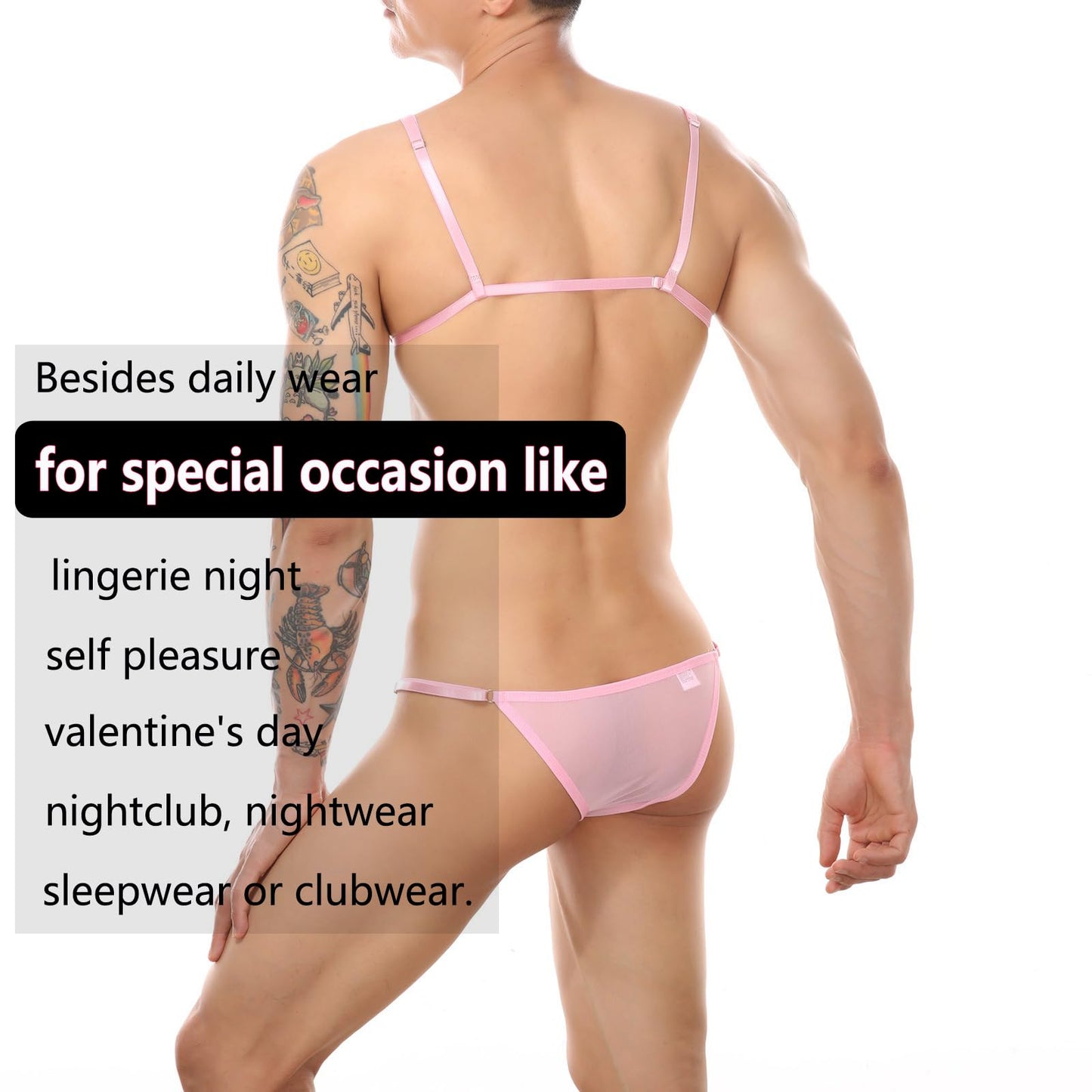 Men's Lace Sissy Thong Panties Sexy Low Rise T-back G-string Underwear Sheer Mesh Bikini Briefs Gay Lingerie Crossdresser